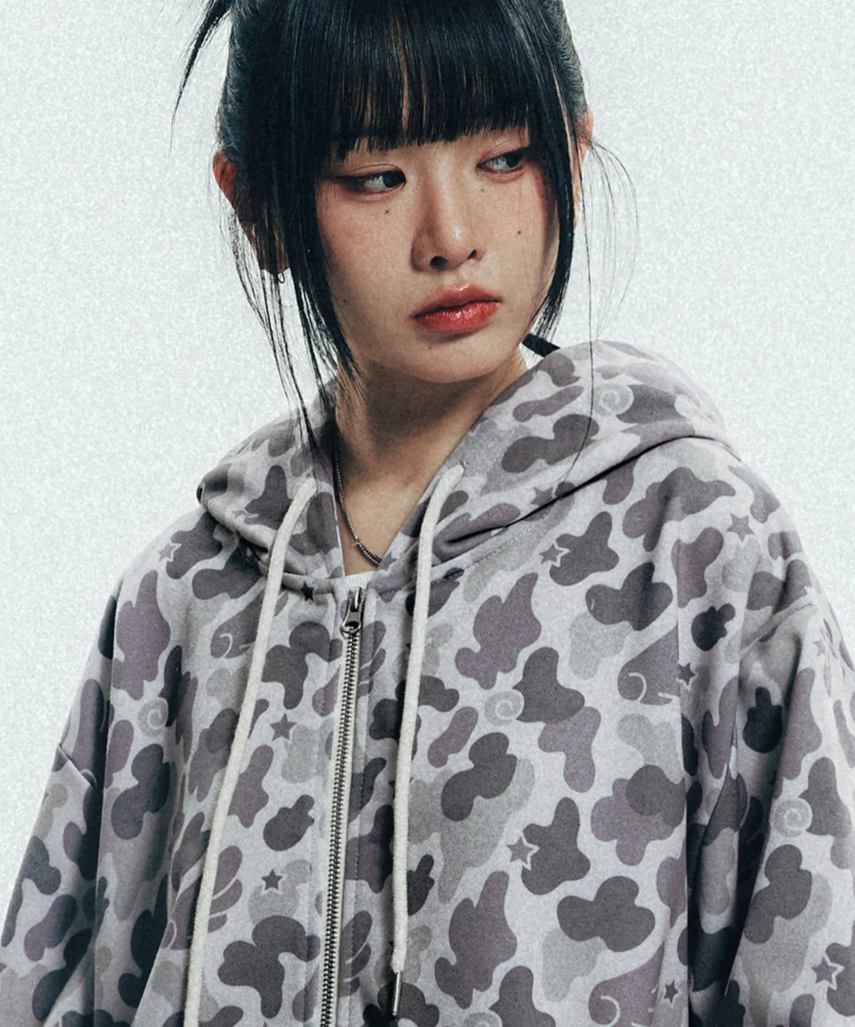Angel Camo Hooded Jacket _ Charcoal