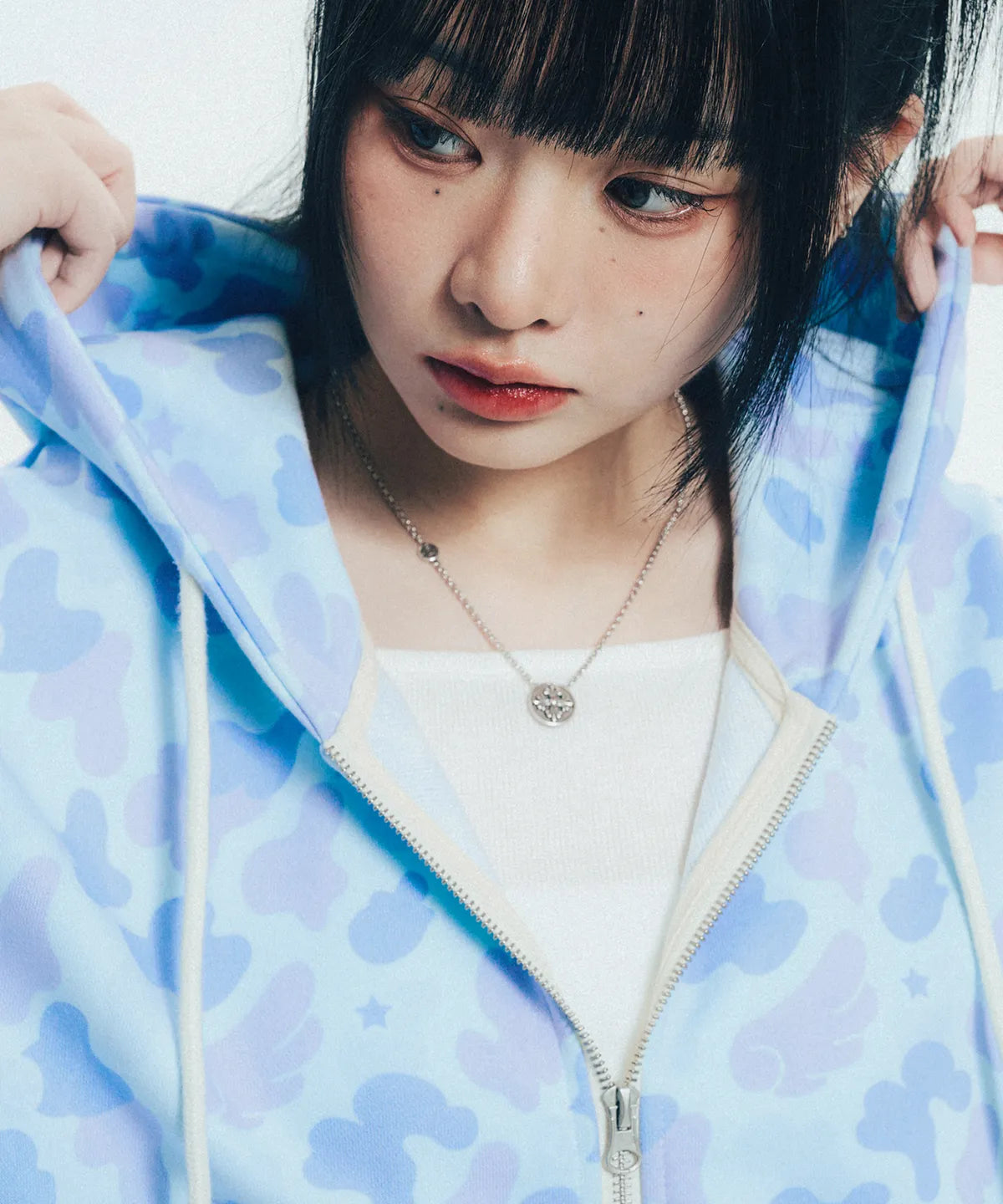 Angel Camo Hooded Jacket - Blue