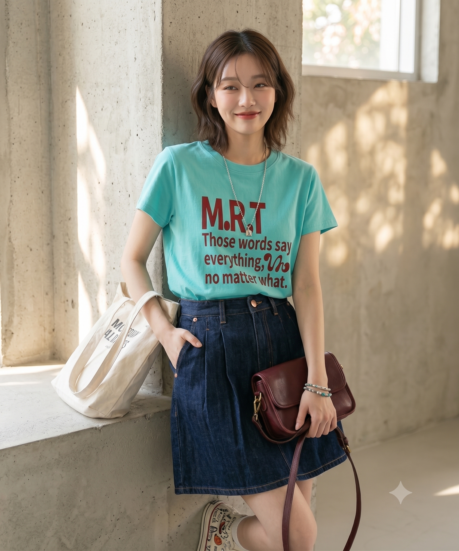 Lettering Cool Cotton Short Sleeve T-shirt
