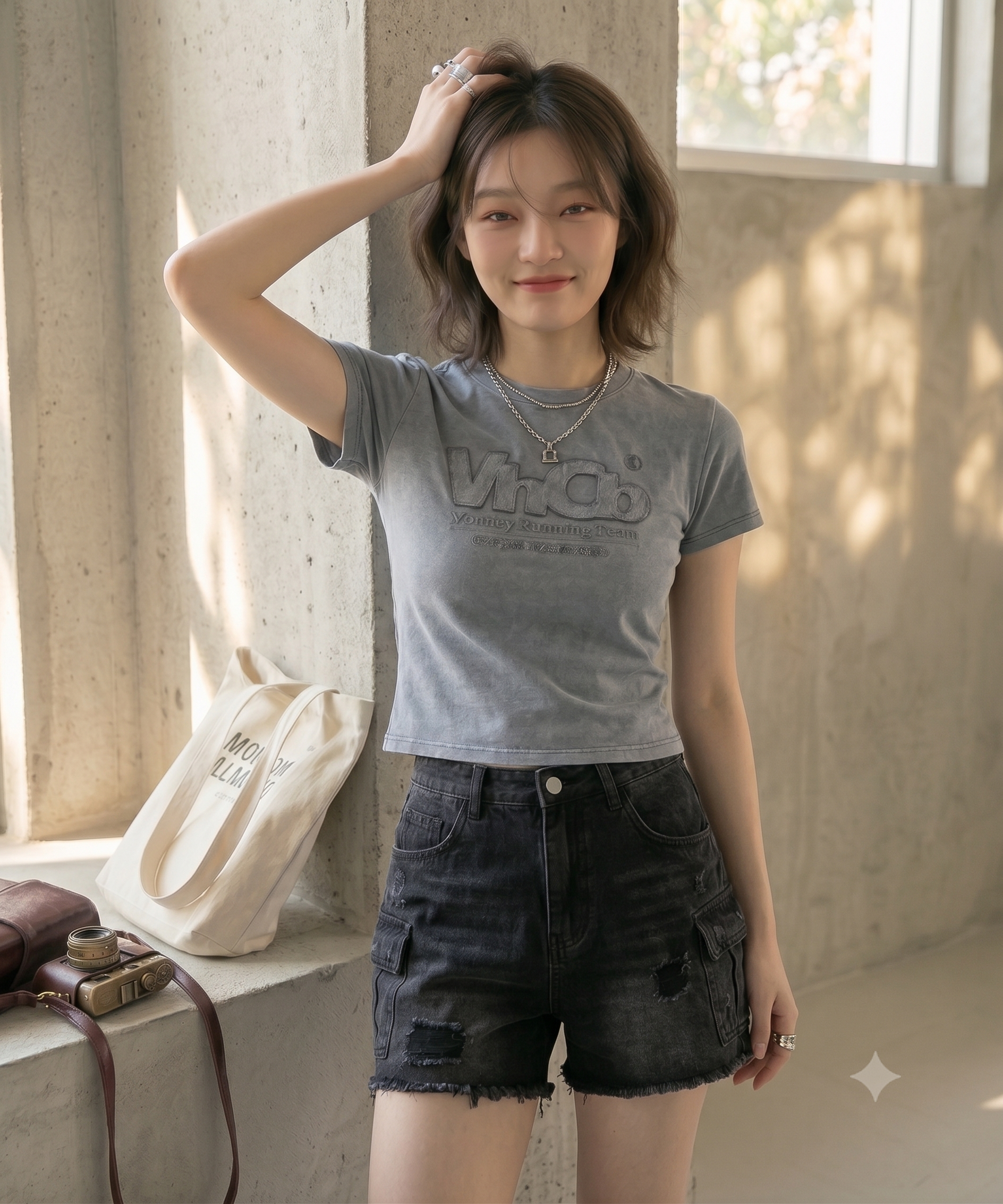 MRT Applique Washed Slim Fit Short Sleeve T-Shirt