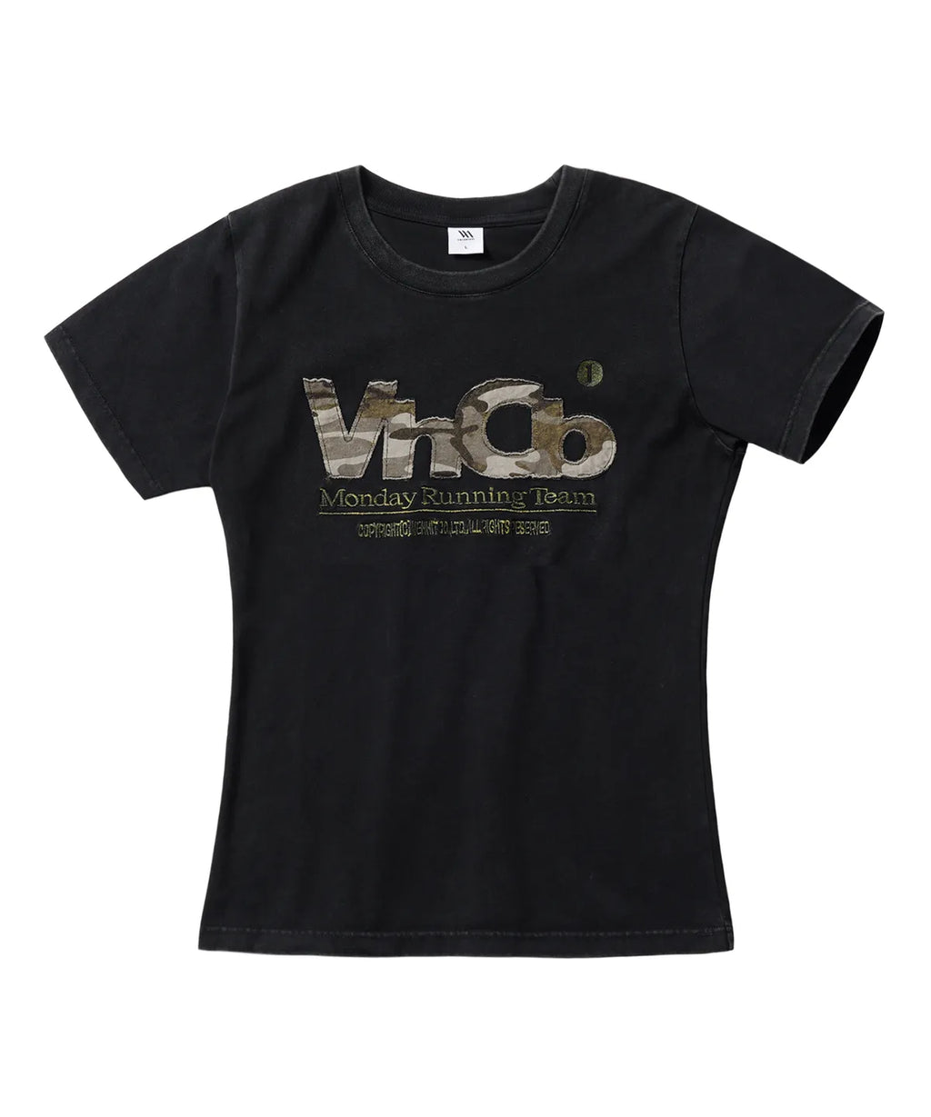 MRT Applique Washed Slim Fit Short Sleeve T-Shirt