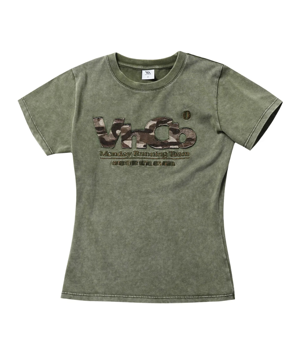 MRT Applique Washed Slim Fit Short Sleeve T-Shirt